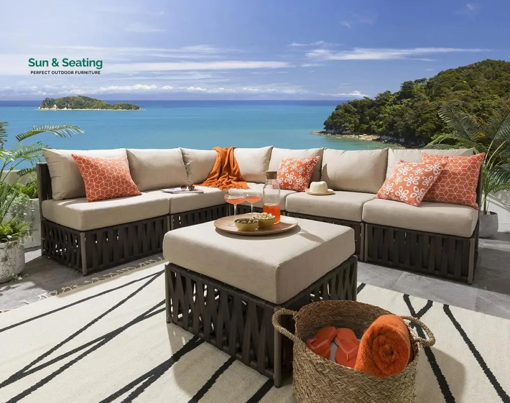 Curro Outdoor Sofa Set 6 Seater and 1 Ottoman Set (Brown) Sofa Sets