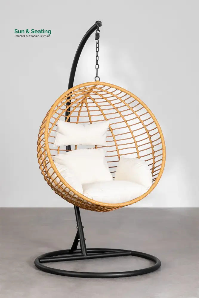 Custodia Single Seater Hanging Swing With Stand For Balcony Garden Swing (Honey) Black Swings