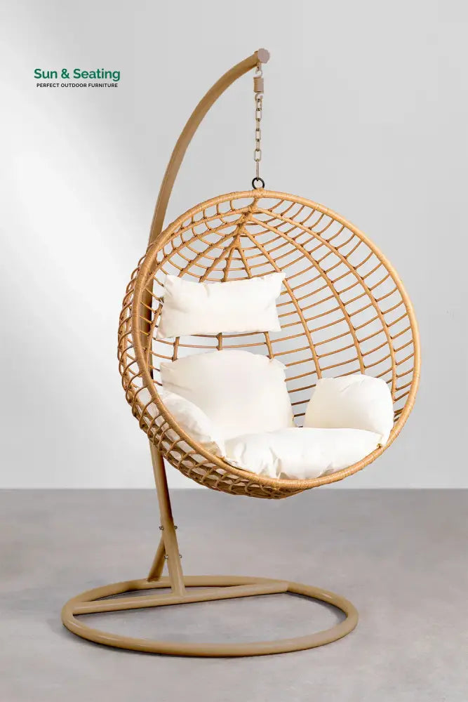 Custodia Single Seater Hanging Swing With Stand For Balcony Garden Swing (Honey) Honey Swings