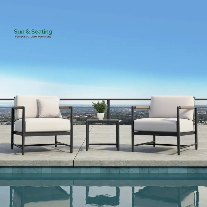 Cyst Outdoor Patio Seating Set 2 Chairs and 1 Table Set (Grey) Braided &amp; Rope Coffee Table Sets
