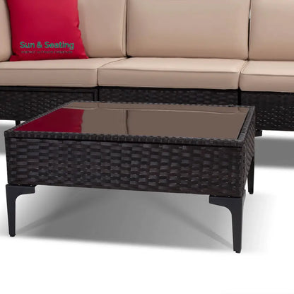 Cyzen Outdoor Sofa Set 5 Seater and 1 Center Table Set (Dark Brown) Sofa Sets
