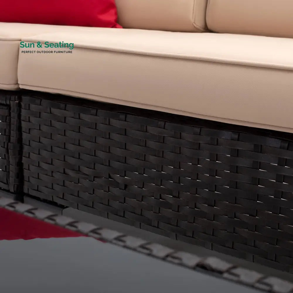 Cyzen Outdoor Sofa Set 5 Seater and 1 Center Table Set (Dark Brown) Sofa Sets