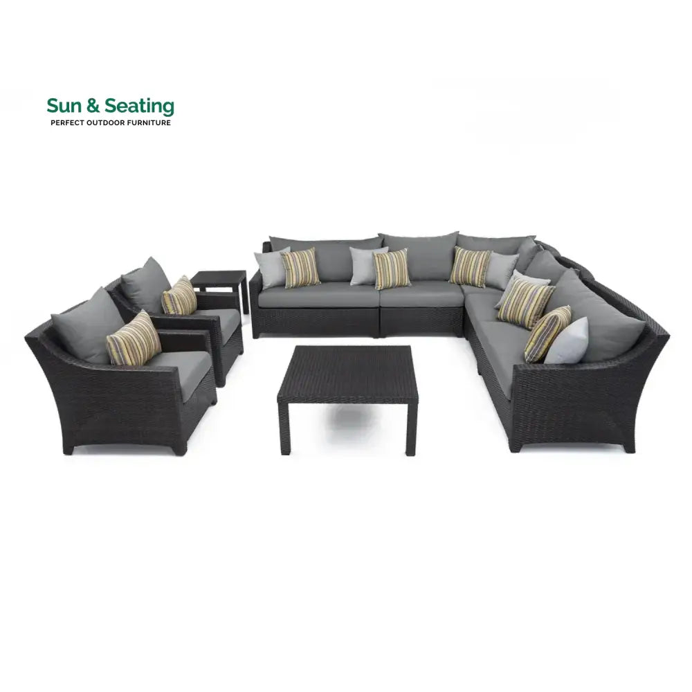 Dahabo All Weather Outdoor Wicker Garden L-Shape Sectional Conversation Set Sofa Set