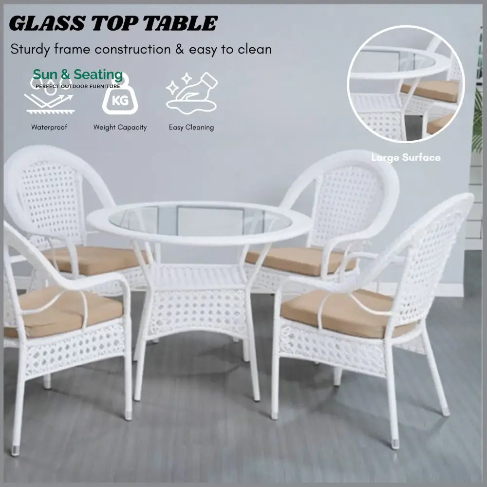 Dalal Outdoor All-Weather Resistant Rattan Wicker 5-Piece Dining Set Dining Set