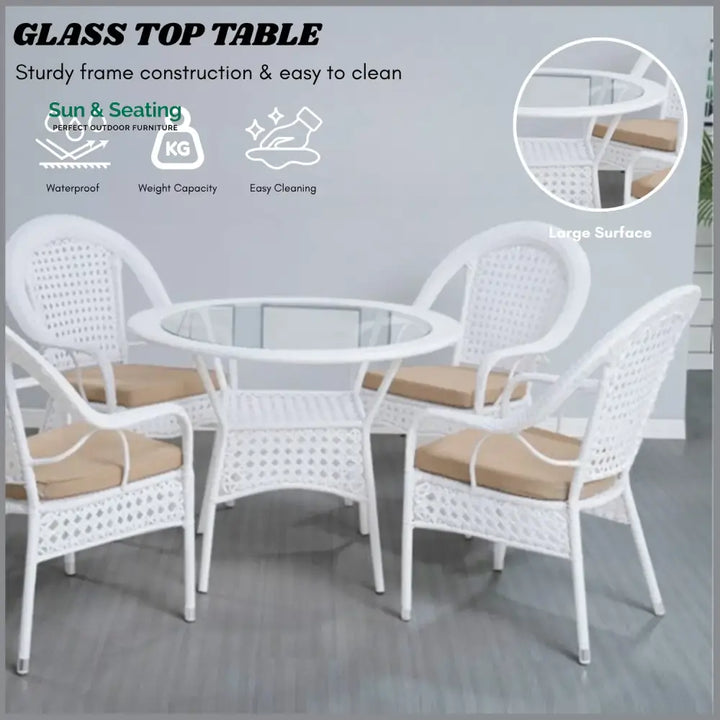 Dalal Outdoor All-Weather Resistant Rattan Wicker 5-Piece Dining Set Dining Set
