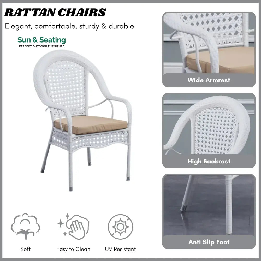 Dalal Outdoor All-Weather Resistant Rattan Wicker 5-Piece Dining Set Dining Set