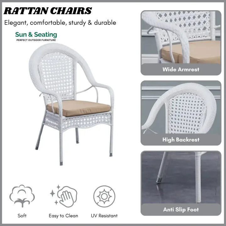Dalal Outdoor All-Weather Resistant Rattan Wicker 5-Piece Dining Set Dining Set