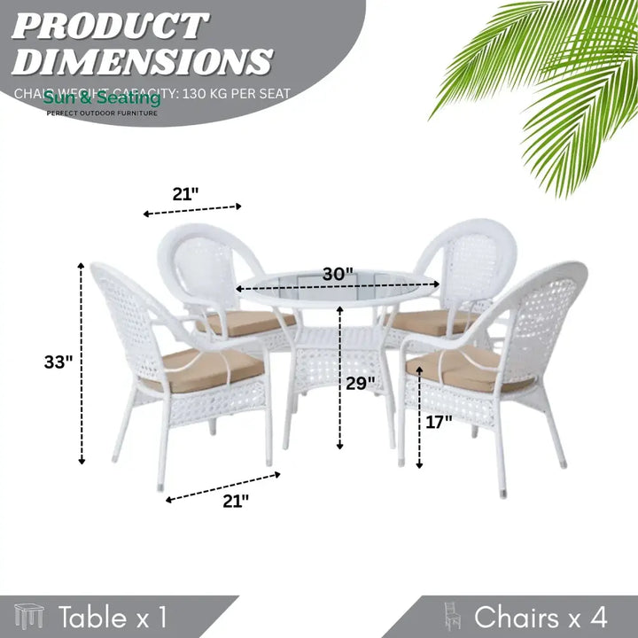 Dalal Outdoor All-Weather Resistant Rattan Wicker 5-Piece Dining Set Dining Set