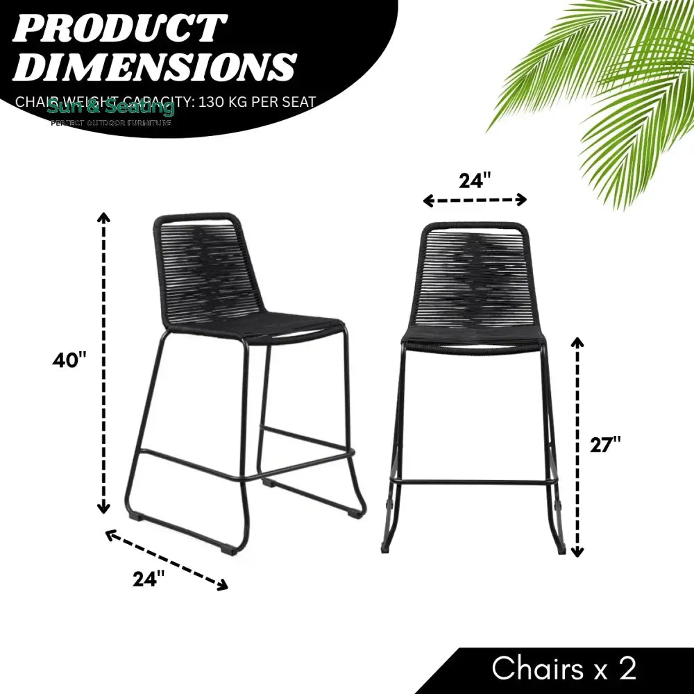 Damini 2-Piece Outdoor Rope Bar Chairs – Stylish Comfort Built to Last Bar Chairs