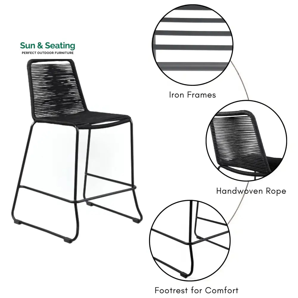 Damini 2-Piece Outdoor Rope Bar Chairs – Stylish Comfort Built to Last Bar Chairs