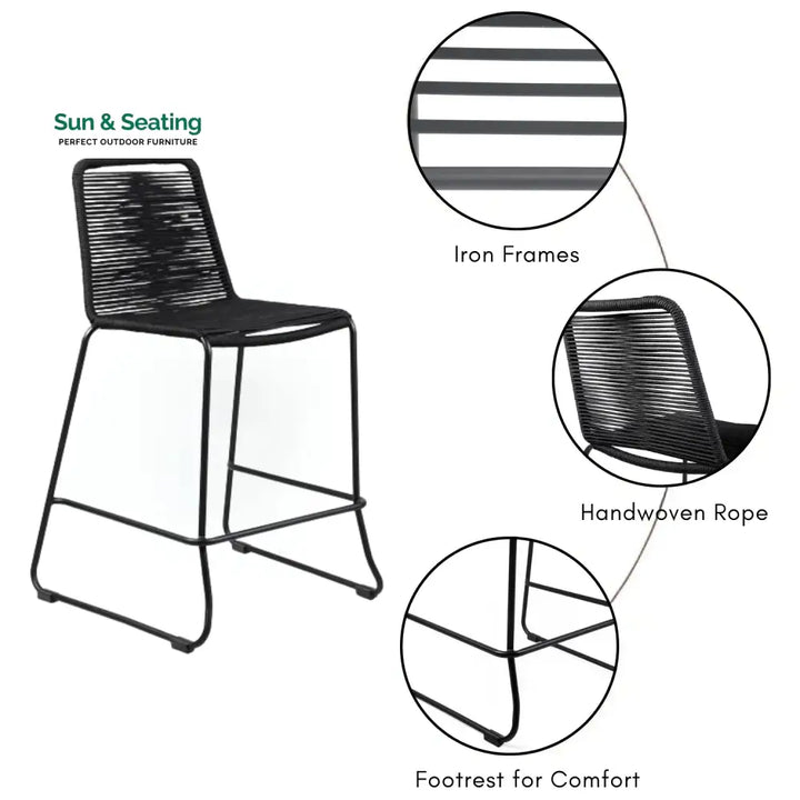 Damini 2-Piece Outdoor Rope Bar Chairs – Stylish Comfort Built to Last Bar Chairs