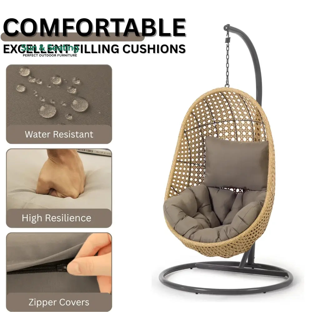 Daniela Egg Swing Chair (Beige and Dark Grey) Swing