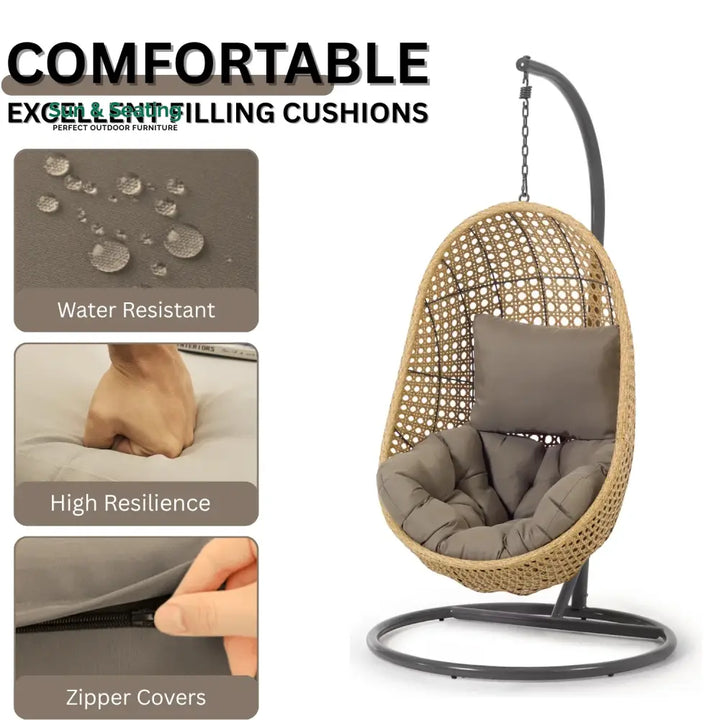 Daniela Egg Swing Chair (Beige and Dark Grey) Swing