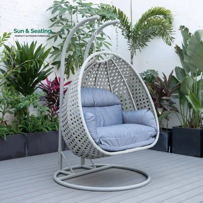 Dario Double Seater Hanging Swing With Stand For Balcony Garden Swing (Silver) Charcoal Swings