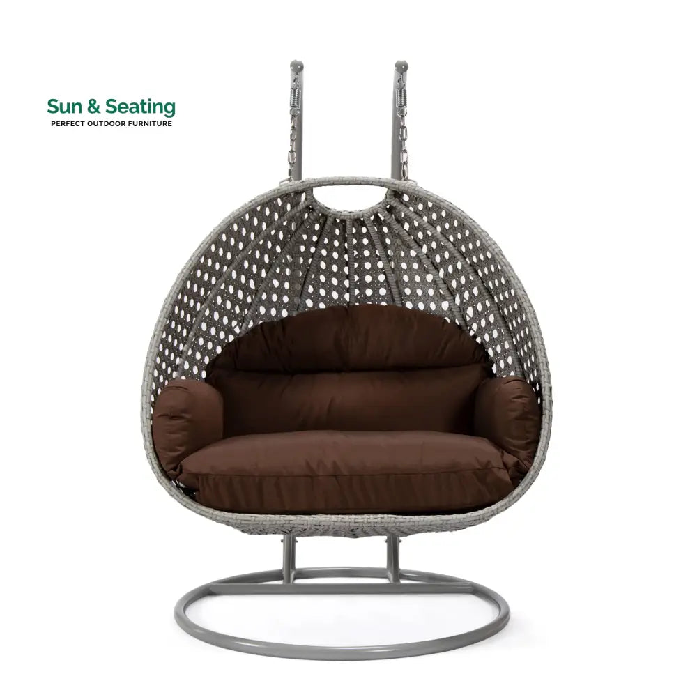 Dario Double Seater Hanging Swing With Stand For Balcony Garden Swing (Silver) Swings