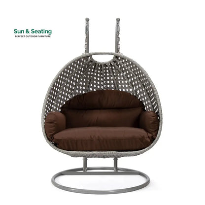 Dario Double Seater Hanging Swing With Stand For Balcony Garden Swing (Silver) Swings