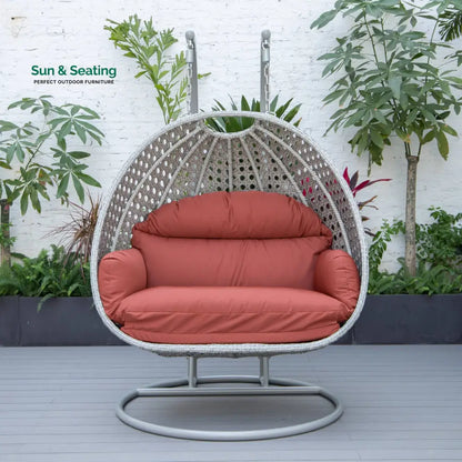 Dario Double Seater Hanging Swing With Stand For Balcony Garden Swing (Silver) Swings