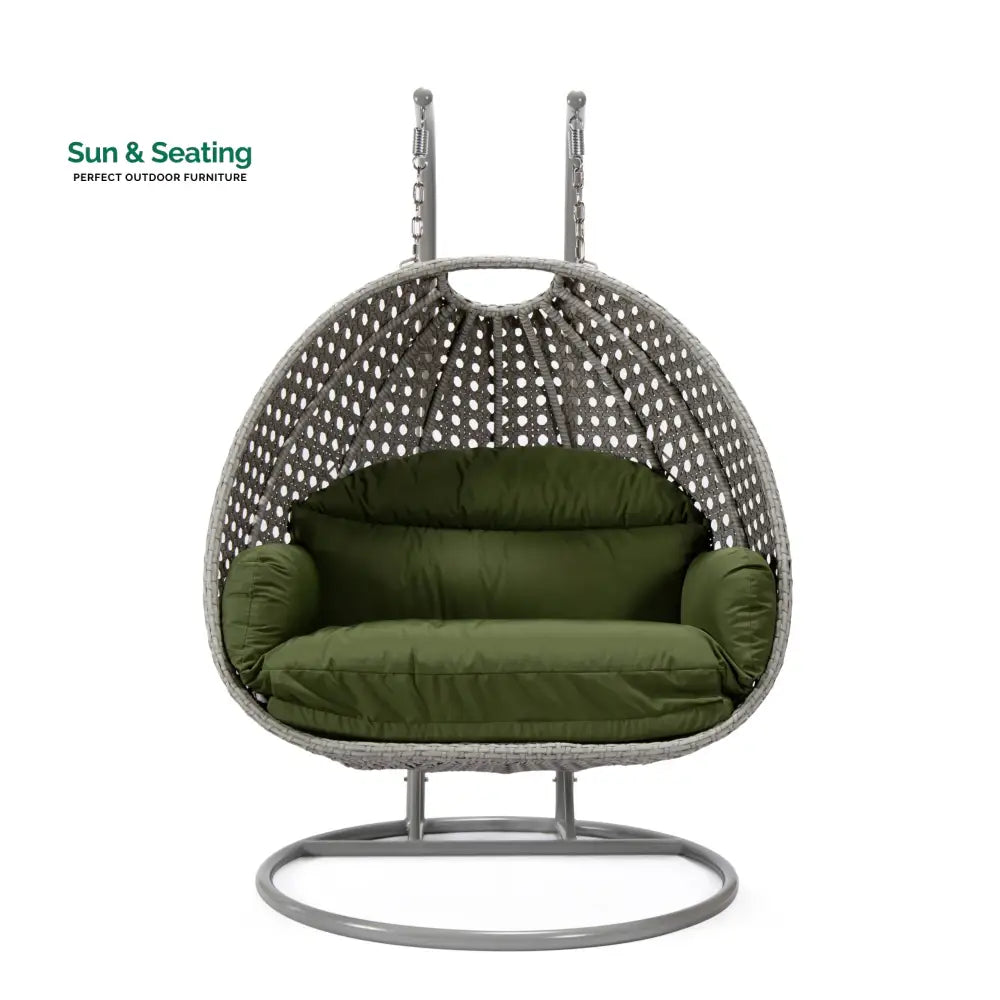 Dario Double Seater Hanging Swing With Stand For Balcony Garden Swing (Silver) Swings