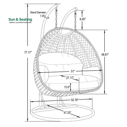 Dario Double Seater Hanging Swing With Stand For Balcony Garden Swing (Silver) Swings