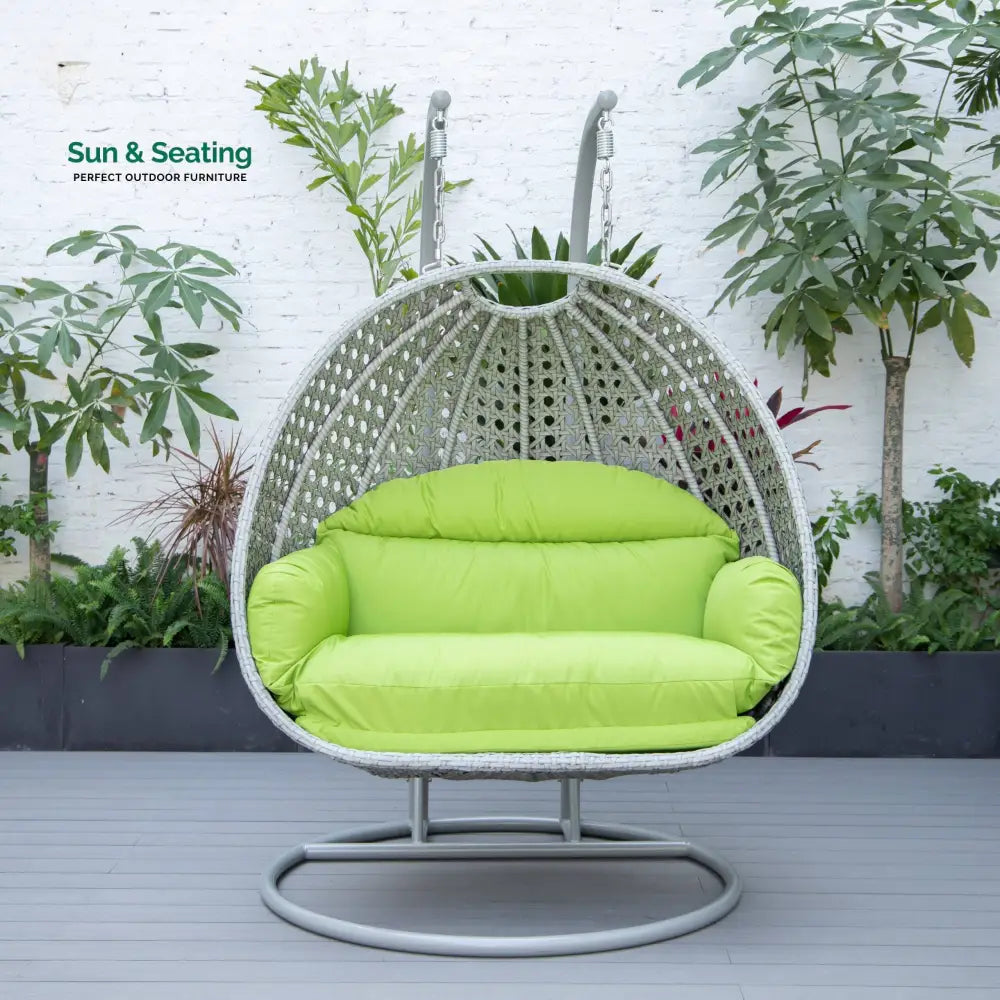Dario Double Seater Hanging Swing With Stand For Balcony Garden Swing (Silver) Swings