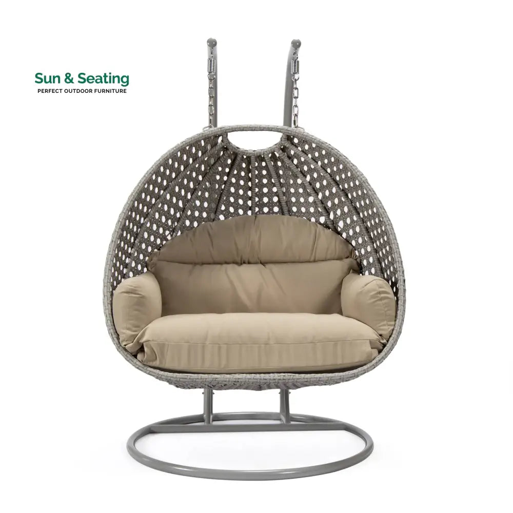 Dario Double Seater Hanging Swing With Stand For Balcony Garden Swing (Silver) Swings