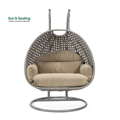 Dario Double Seater Hanging Swing With Stand For Balcony Garden Swing (Silver) Swings