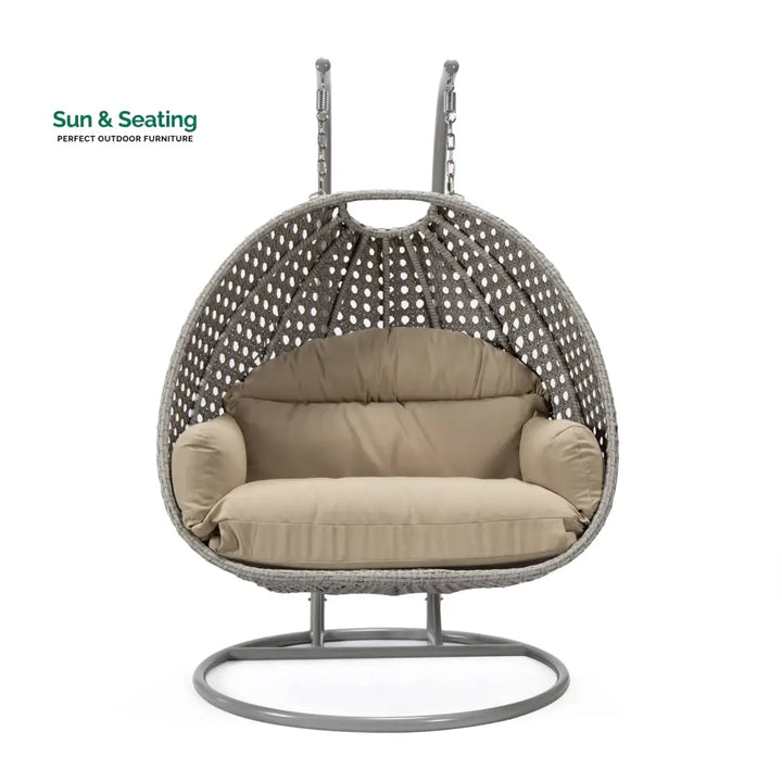 Dario Double Seater Hanging Swing With Stand For Balcony Garden Swing (Silver) Swings