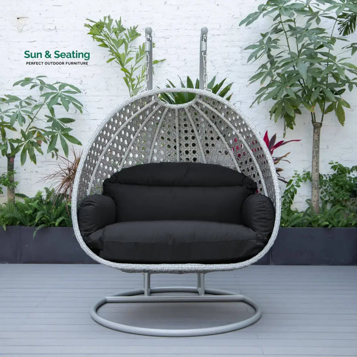 Dario Double Seater Hanging Swing With Stand For Balcony Garden Swing (Silver) Swings
