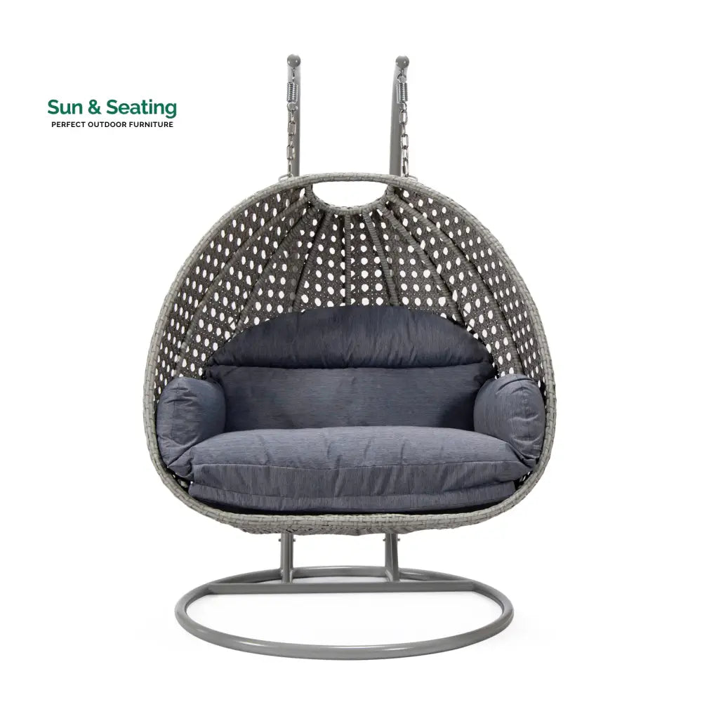 Dario Double Seater Hanging Swing With Stand For Balcony Garden Swing (Silver) Swings