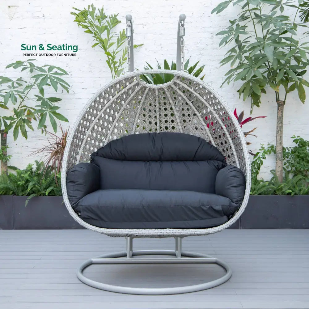 Dario Double Seater Hanging Swing With Stand For Balcony Garden Swing (Silver) Swings