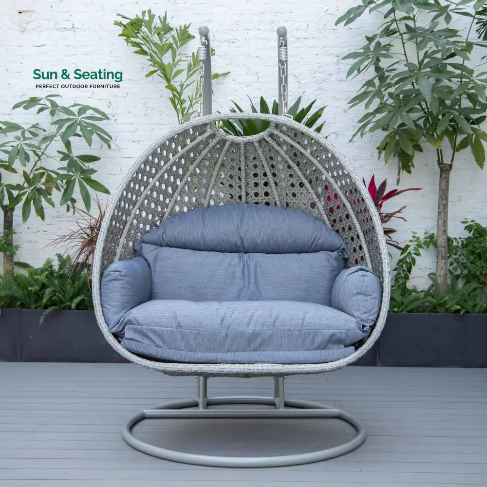 Dario Double Seater Hanging Swing With Stand For Balcony Garden Swing (Silver) Swings