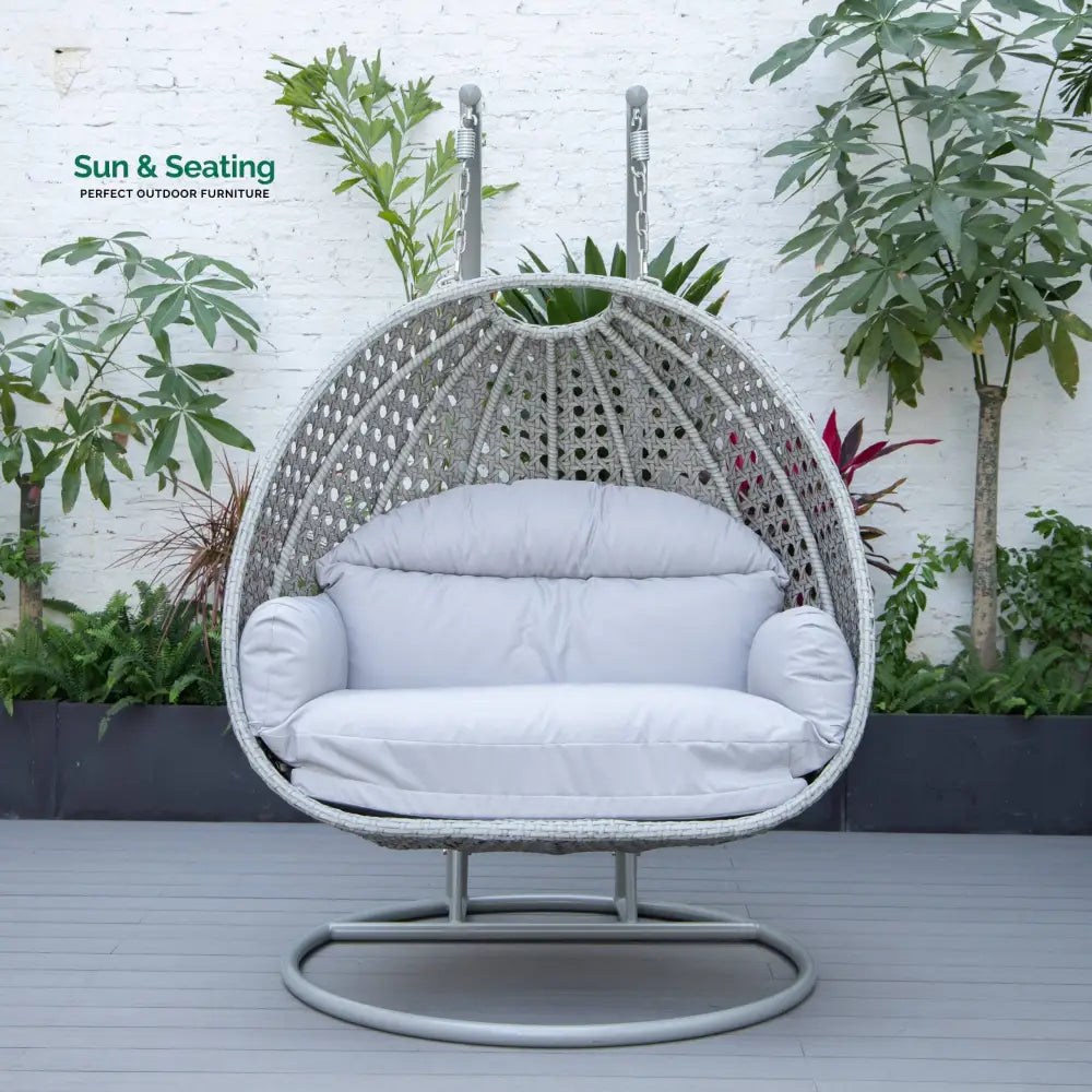 Dario Double Seater Hanging Swing With Stand For Balcony Garden Swing (Silver) Swings