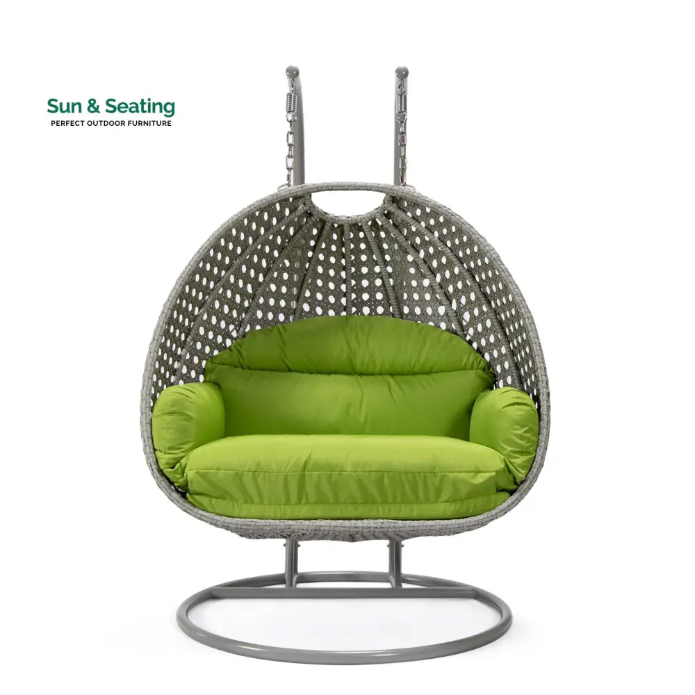 Dario Double Seater Hanging Swing With Stand For Balcony Garden Swing (Silver) Swings