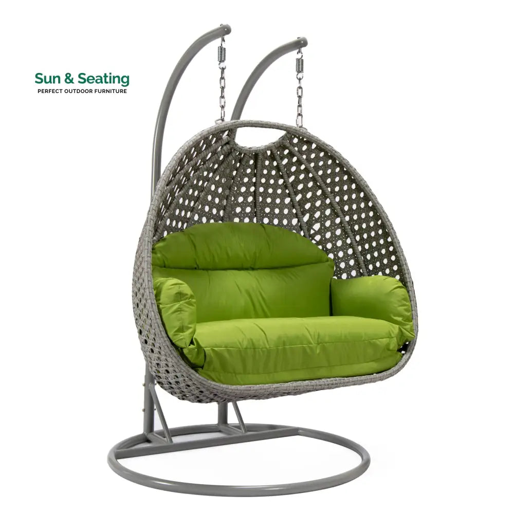 Dario Double Seater Hanging Swing With Stand For Balcony Garden Swing (Silver) Swings