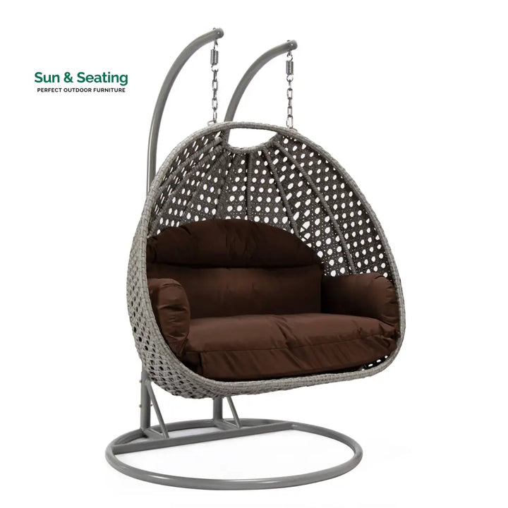 Dario Double Seater Hanging Swing With Stand For Balcony Garden Swing (Silver) Swings