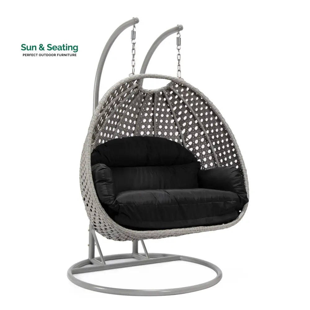 Dario Double Seater Hanging Swing With Stand For Balcony Garden Swing (Silver) Swings