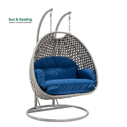 Dario Double Seater Hanging Swing With Stand For Balcony Garden Swing (Silver) Swings