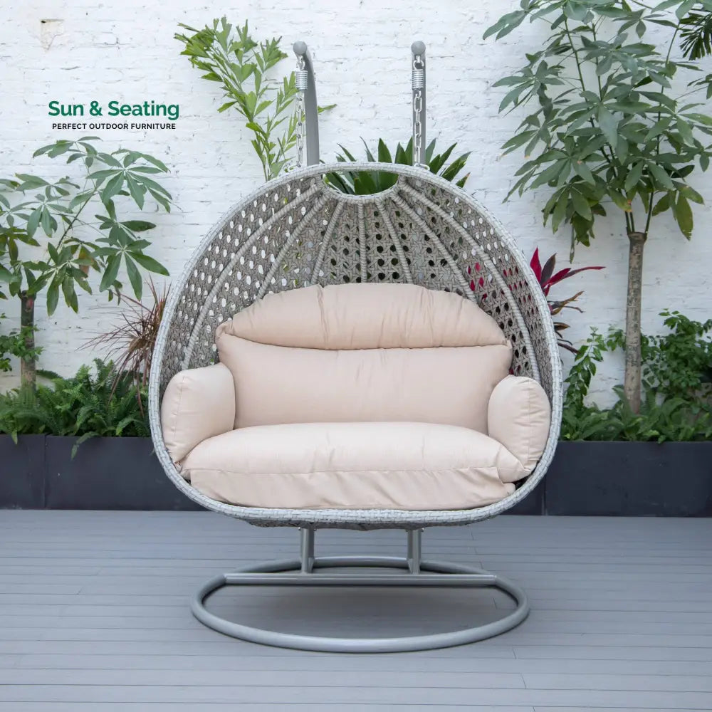 Dario Double Seater Hanging Swing With Stand For Balcony Garden Swing (Silver) Swings