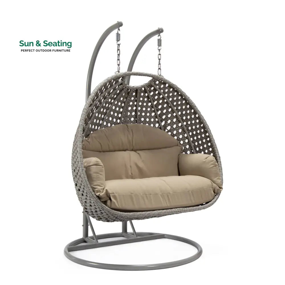 Dario Double Seater Hanging Swing With Stand For Balcony Garden Swing (Silver) Swings