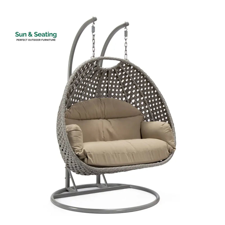 Dario Double Seater Hanging Swing With Stand For Balcony Garden Swing (Silver) Swings