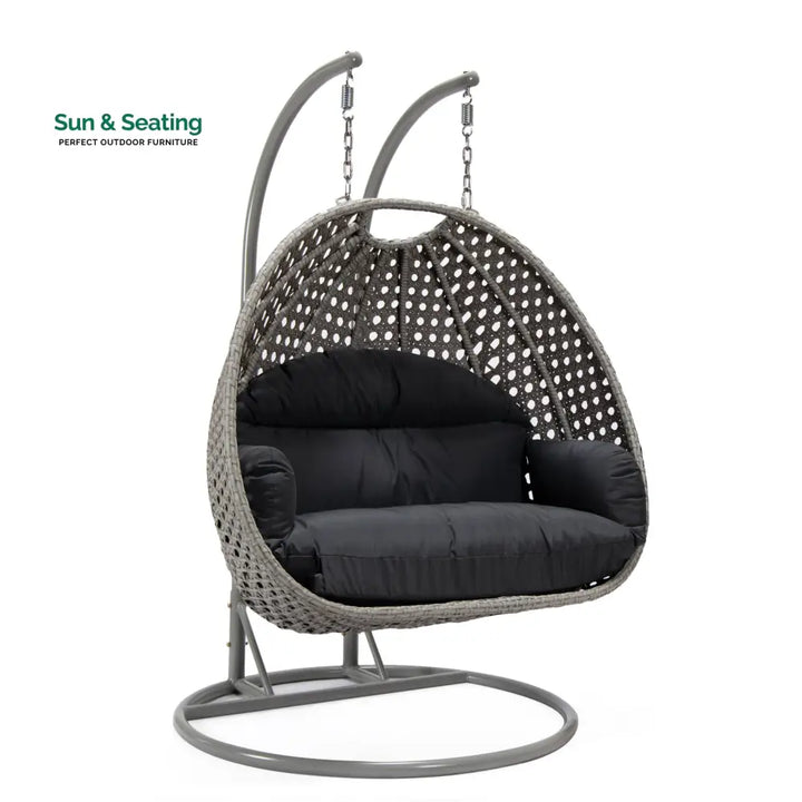 Dario Double Seater Hanging Swing With Stand For Balcony Garden Swing (Silver) Swings