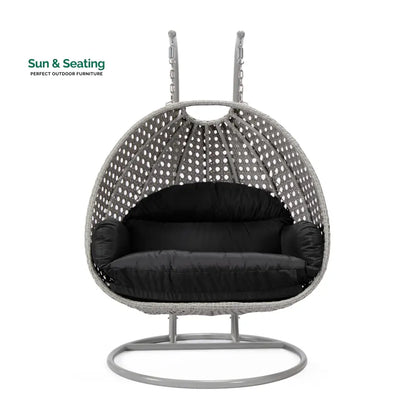 Dario Double Seater Hanging Swing With Stand For Balcony Garden Swing (Silver) Swings