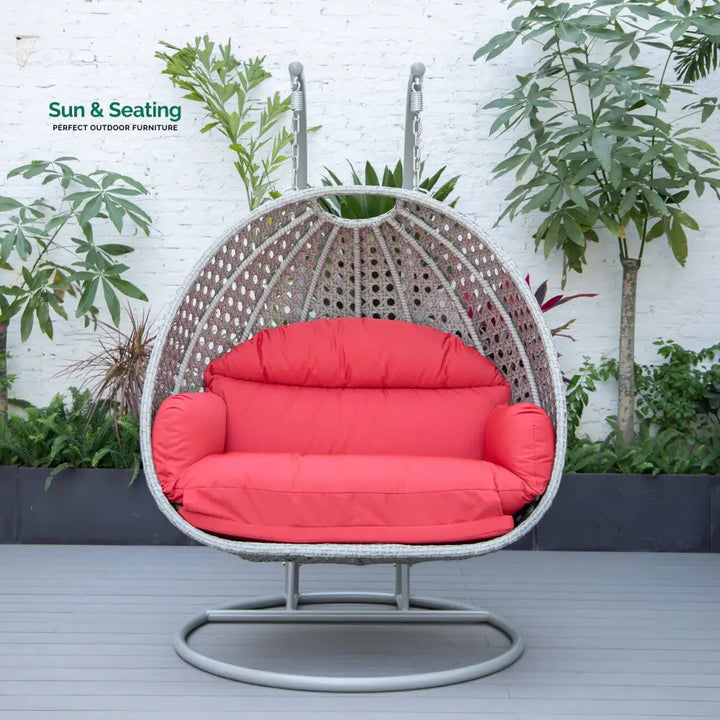 Dario Double Seater Hanging Swing With Stand For Balcony Garden Swing (Silver) Swings