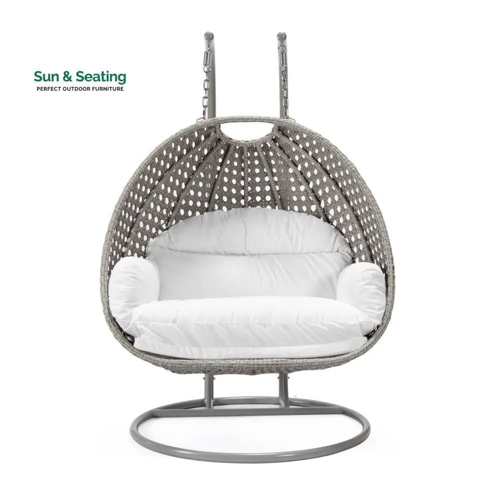 Dario Double Seater Hanging Swing With Stand For Balcony Garden Swing (Silver) Swings