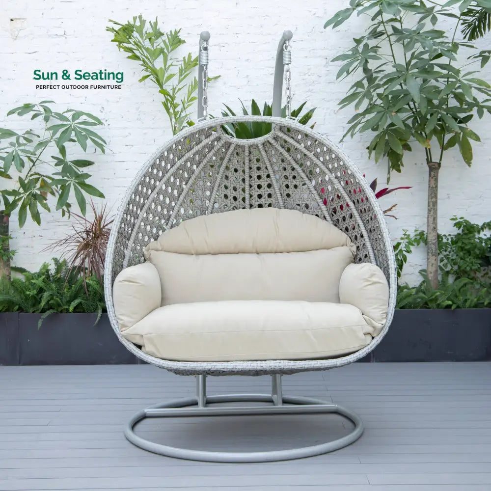 Dario Double Seater Hanging Swing With Stand For Balcony Garden Swing (Silver) Swings