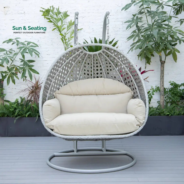 Dario Double Seater Hanging Swing With Stand For Balcony Garden Swing (Silver) Swings