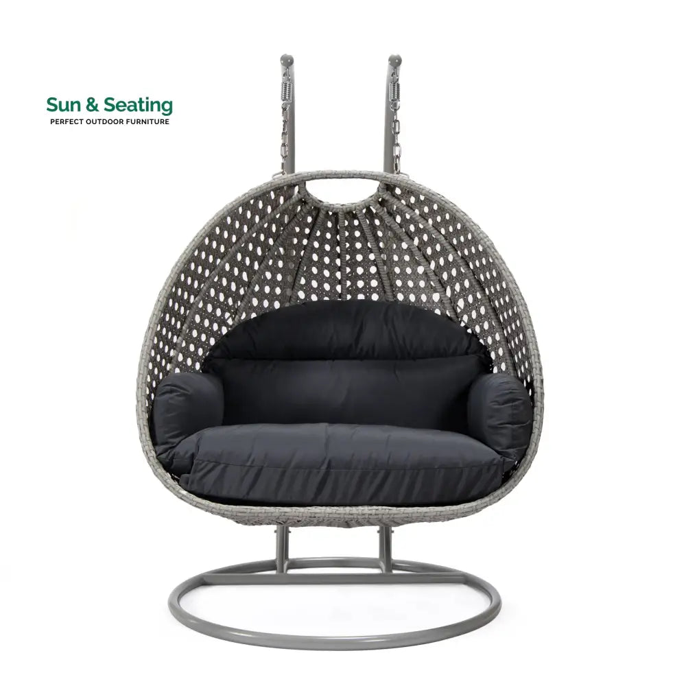 Dario Double Seater Hanging Swing With Stand For Balcony Garden Swing (Silver) Swings