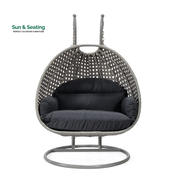Dario Double Seater Hanging Swing With Stand For Balcony Garden Swing (Silver) Swings
