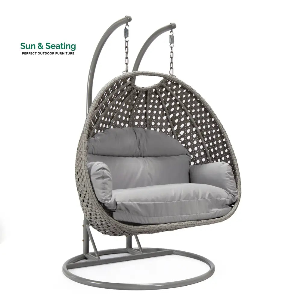 Dario Double Seater Hanging Swing With Stand For Balcony Garden Swing (Silver) Swings