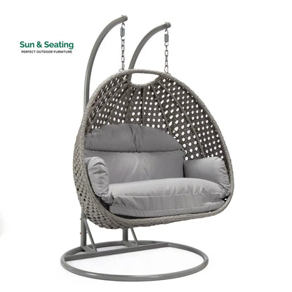 Dario Double Seater Hanging Swing With Stand For Balcony Garden Swing (Silver) Swings